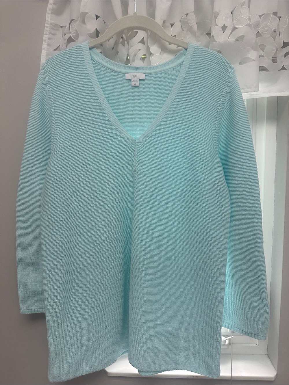 J. Jill Light Aqua V-Neck Sweater